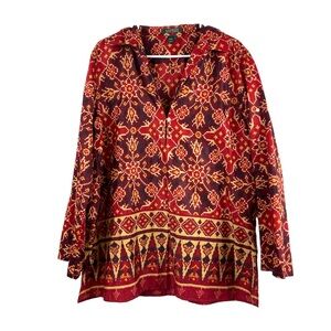 Lauren Ralph Lauren Women's Top Size XL Roll Tab Long Sleeve Cotton
